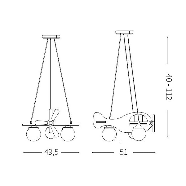 Idea Lux - Avion Lampada a sospensione per Bambini