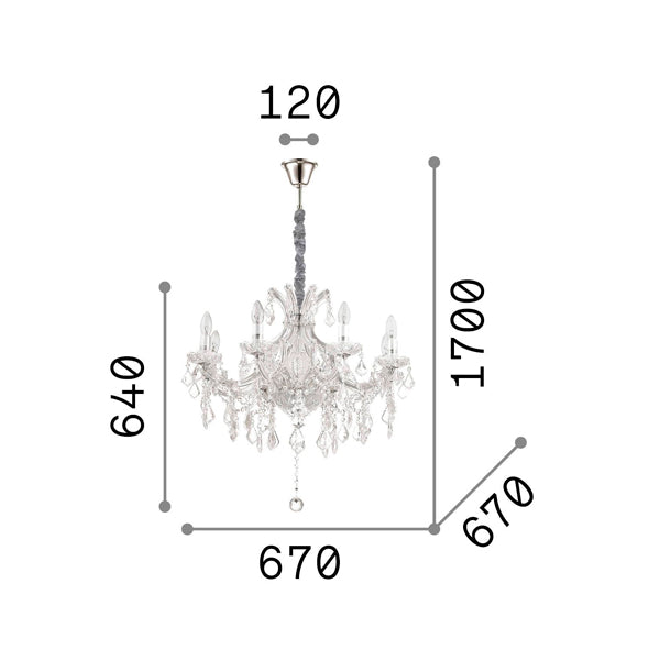Idea Lux - Napoleon sospensione in stile classico vetro soffiato