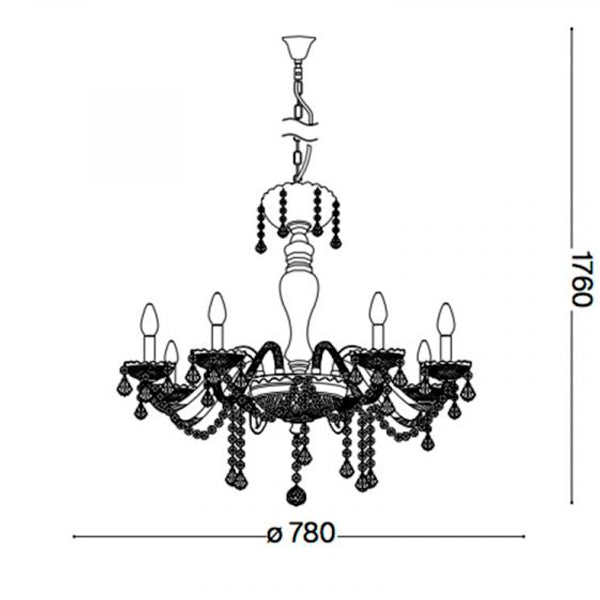 Idea Lux - Rose lampada a sospensione in vetro soffiato stile classico