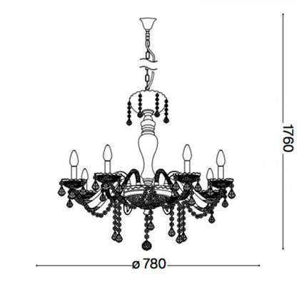 Idea Lux - Rose lampada a sospensione in vetro soffiato stile classico