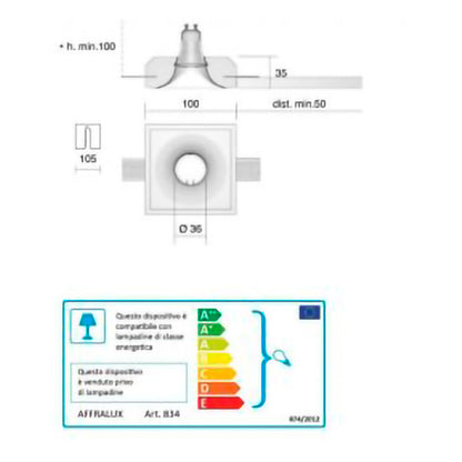 Faretto Spot da Soffitto incasso per cartongesso in Gesso Verniciabile 834 – ISYLUCE | Design Pulito e Contemporaneo