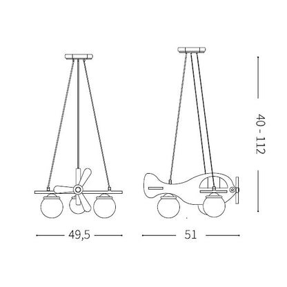 Idea Lux - Avion Lampada a sospensione per Bambini