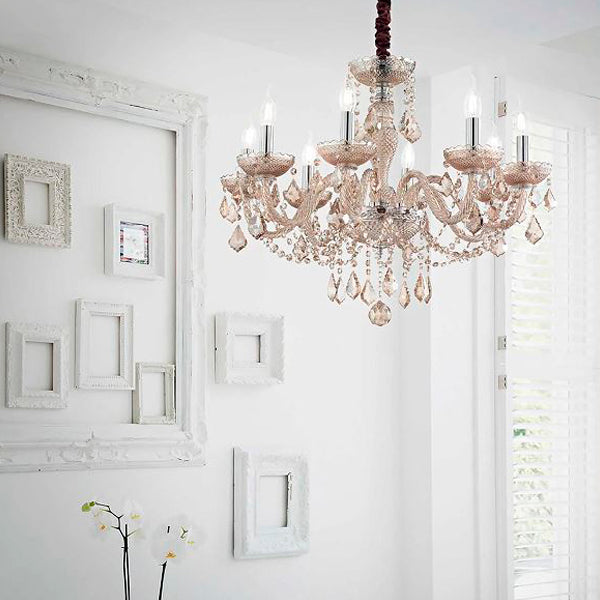 Idea Lux - Rose lampada a sospensione in vetro soffiato stile classico