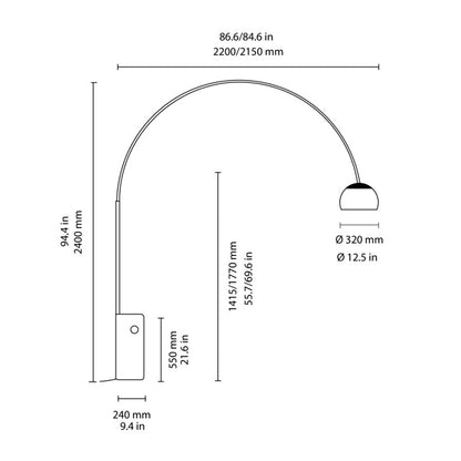 Lámpara de pie Flos Arco - Diseño icónico de Achille y Pier Giacomo Castiglioni