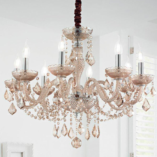 Idea Lux - Rose lampada a sospensione in vetro soffiato stile classico