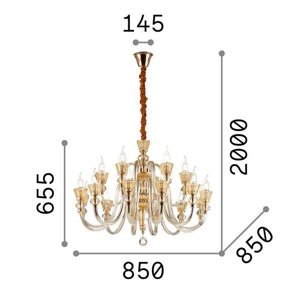 Idea Lux - Strauss lampada a sospensione in vetro soffiato stile classico