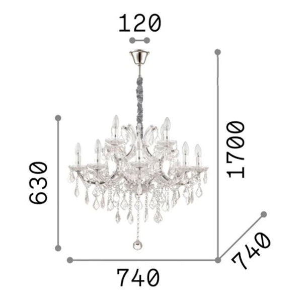 Idea Lux - Napoleon sospensione in stile classico vetro soffiato