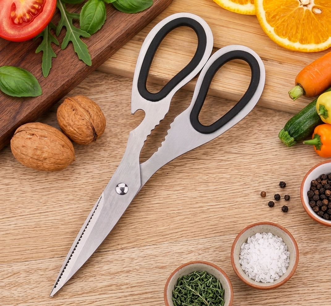 Forbici da Cucina Multifunzione Professionali in Acciaio Inox – Rompinoci e Apribottiglie Integrati