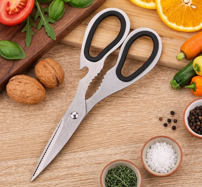 Forbici da Cucina Multifunzione Professionali in Acciaio Inox – Rompinoci e Apribottiglie Integrati
